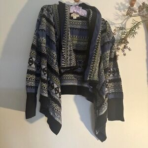 Grey/ black Lagenlook chunky Cardigan, Medium